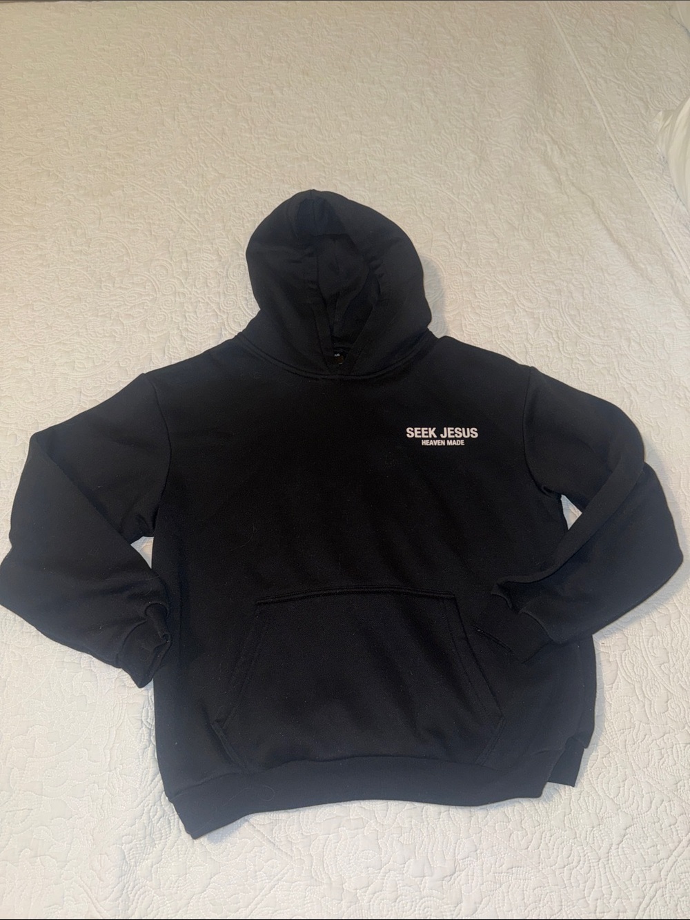Seek Jesus Black Pullover Hoodie - Minimal Religious Graphic